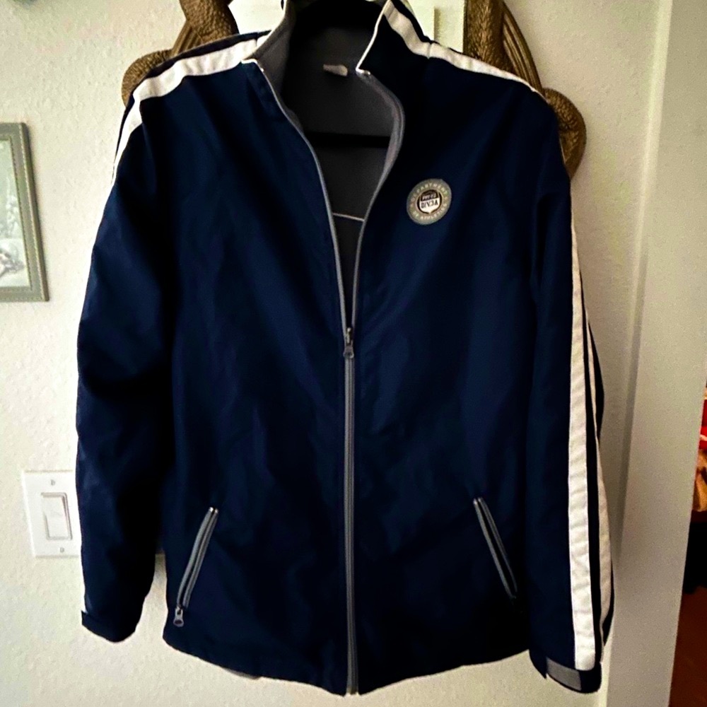 Reversible✨Athletic Navy Blue Jacket with White Stripes.